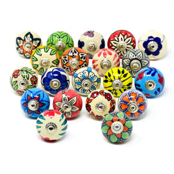 Round Multicoloured Ceramic Knobs - Pack of 30