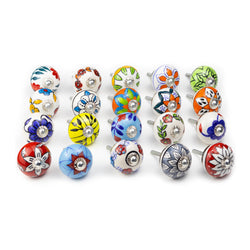 Round Multicoloured Ceramic Knobs - Pack of 20