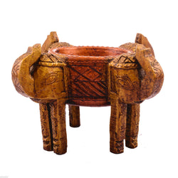Wooden Elephant Bowl - Bronze
