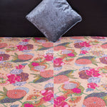 Apricot Floral Kantha Quilt Gudari