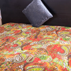 Red Paisley Kantha Quilt Gudari