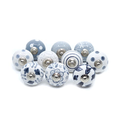 Round Multidesign Grey Ceramic Knobs - Pack of 30