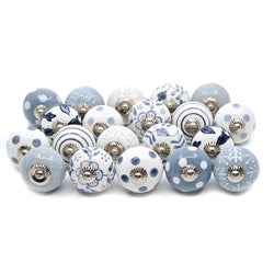 Round Multidesign Grey Ceramic Knobs - Pack of 20