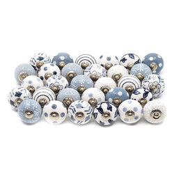 Round Multidesign Grey Ceramic Knobs - Pack of 30