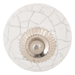 Round Ceramic Knob - White Crackle
