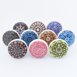Mandala Multicolour Round Ceramic Knobs 10