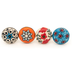 Flat Round Ceramic Knob (Design 1) - Pack of 10