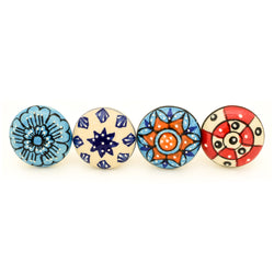 Flat Round Ceramic Knob (Design 2) - Pack of 10