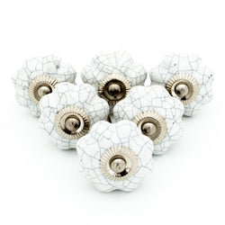 White Crackle ceramic drawer knob