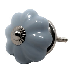 Pumpkin Ceramic Knob - Grey