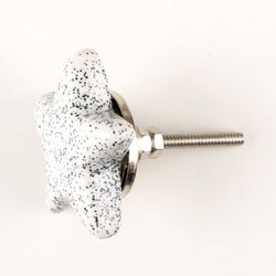 White with Grit Star Ceramic Knob