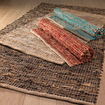 Leather Jute Rustic Stripe Chindi Rug