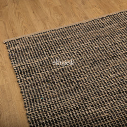 Chocolate Leather Jute Rustic Stripe Chindi Rug