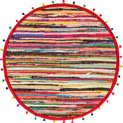 Round Pom Pom Chindi Rag Rug