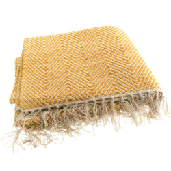 Yellow Herringbone Weave Cotton Handloom Rug