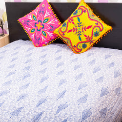 Cotton filled Quilt Razai - Pink Tropical Fruit