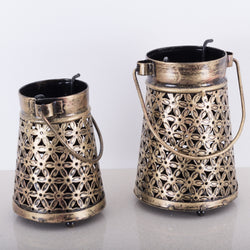 Tea Light Holder In Brass Jar 2 Piece